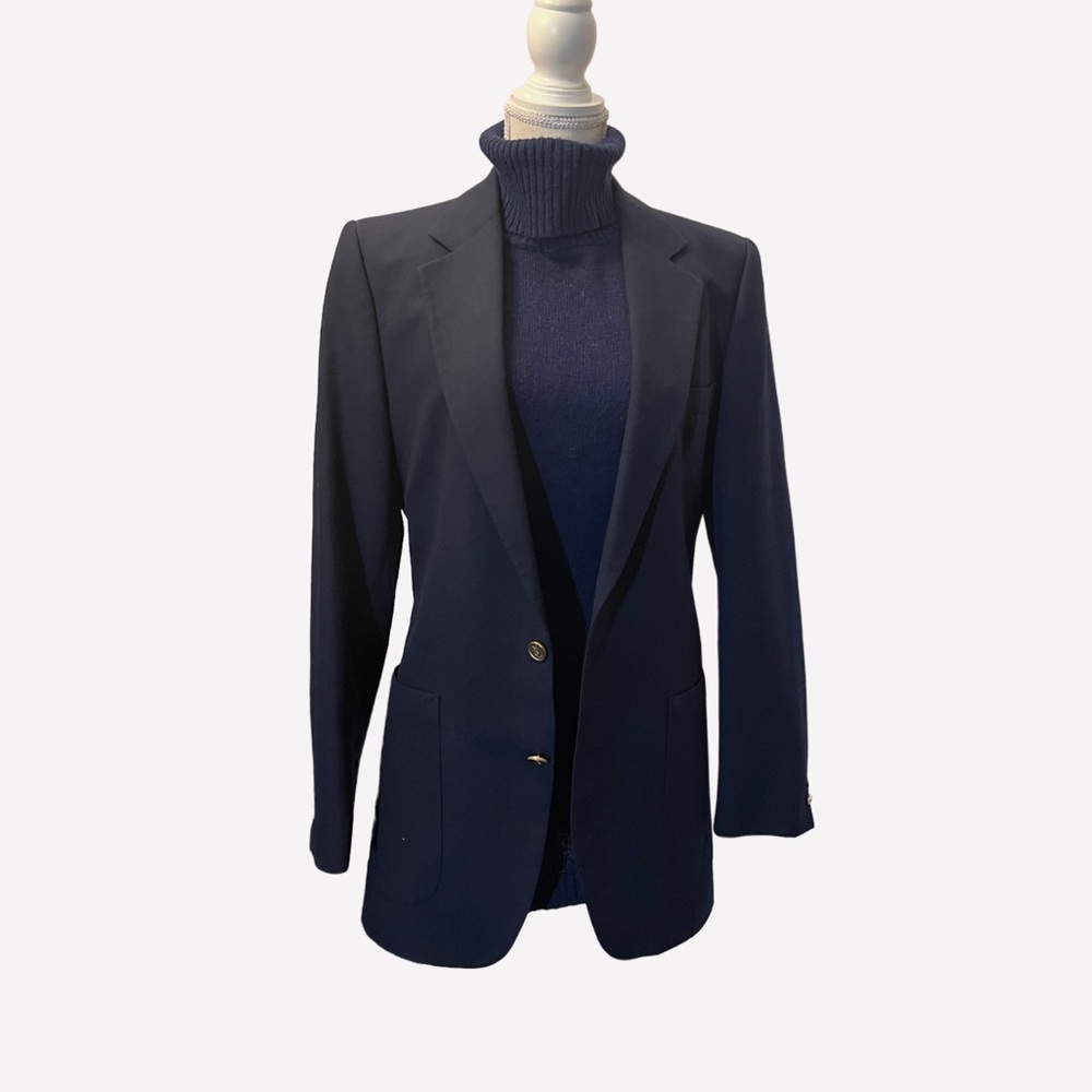 YVES SAINT LAURENT Oversized Blazer in navy dark blue.